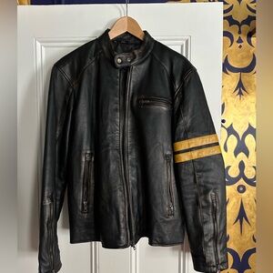 NWOT Men’s Distressed Leather Moto Jacket Size S